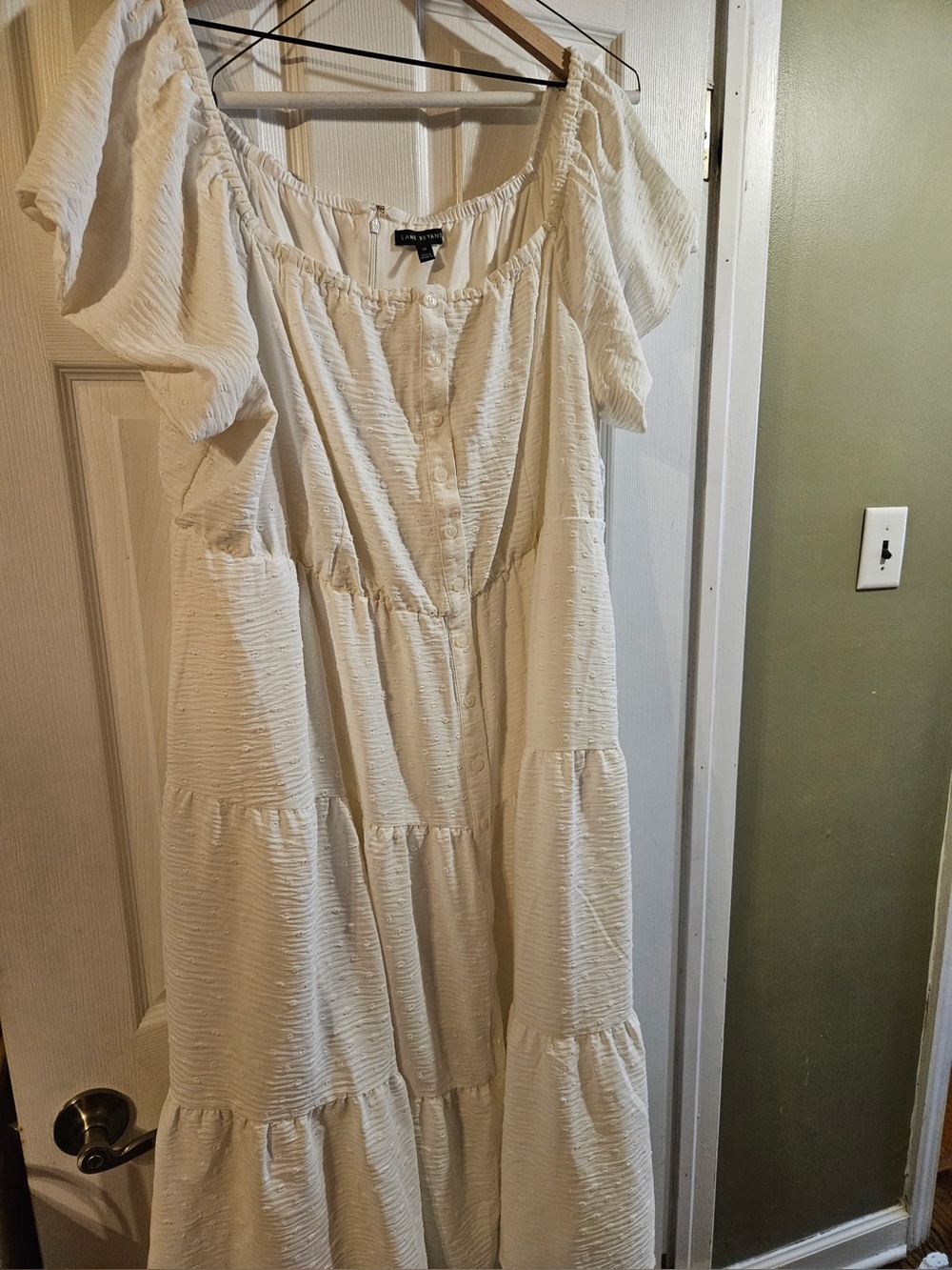 Lane Bryant Ivory Off-Shoulder Tiered Maxi Dress